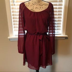 *SOLD* Maroon sheer-sleeve dress